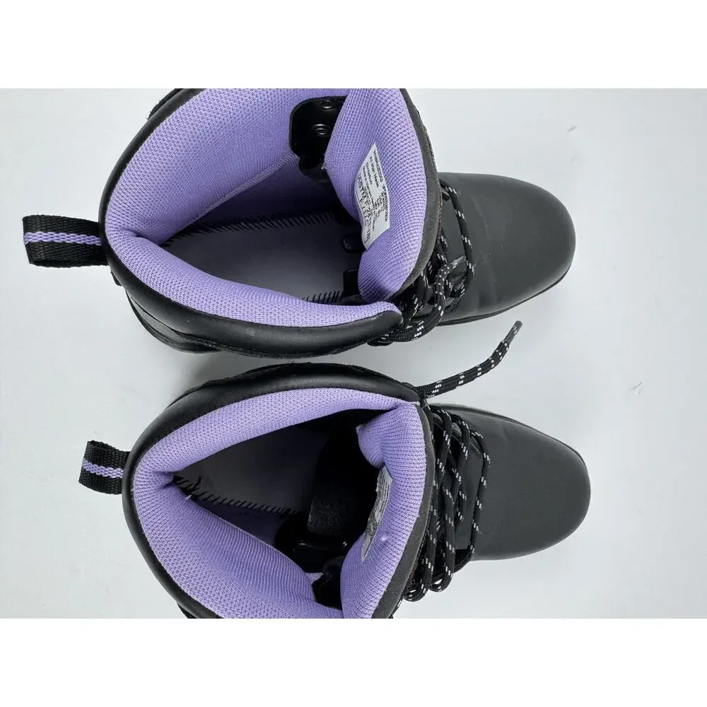 BRAHMA Women's Work Boots Steel Toe Flexible Midsole Leather Black Purple Sz 7.5